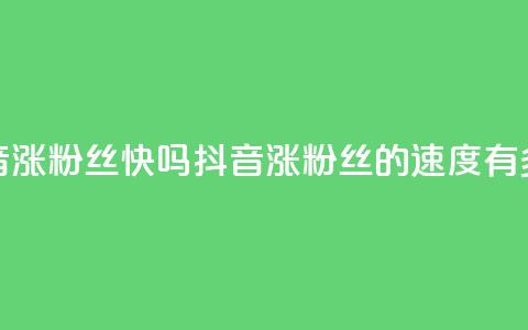 抖音涨粉丝快吗(抖音涨粉丝的速度有多快?) 第1张 抖音涨粉丝快吗(抖音涨粉丝的速度有多快?) 第1张