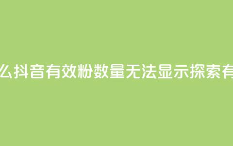 抖音有效粉数量为什么不显示 - 为什么抖音有效粉数量无法显示?探索有效粉数未显示背后的原因!(49字)~ 第1张 抖音有效粉数量为什么不显示 - 为什么抖音有效粉数量无法显示?探索有效粉数未显示背后的原因!(49字)~ 第1张