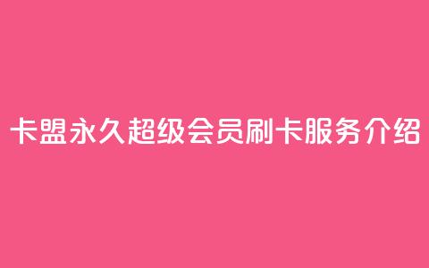 qq卡盟永久超级会员刷卡服务介绍 第1张 qq卡盟永久超级会员刷卡服务介绍 第1张