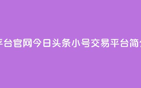 今日头条小号出售平台官网 - 今日头条小号交易平台简介与使用指南~ 第1张 今日头条小号出售平台官网 - 今日头条小号交易平台简介与使用指南~ 第1张