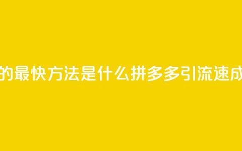拼多多引流的最快方法是什么 - 拼多多引流速成秘籍! 第1张 拼多多引流的最快方法是什么 - 拼多多引流速成秘籍! 第1张
