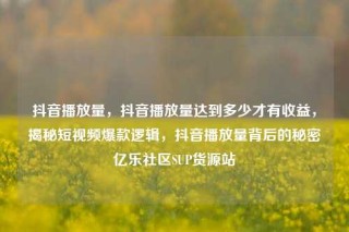 抖音播放量，抖音播放量达到多少才有收益，揭秘短视频爆款逻辑，抖音播放量背后的秘密亿乐社区SUP货源站