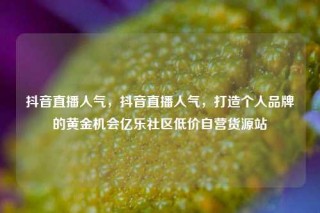 抖音直播人气，抖音直播人气，打造个人品牌的黄金机会亿乐社区低价自营货源站