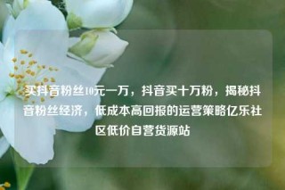 买抖音粉丝10元一万，抖音买十万粉，揭秘抖音粉丝经济，低成本高回报的运营策略亿乐社区低价自营货源站