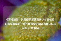 抖音播放量，抖音播放量达到多少才有收益，抖音流量密码，提升播放量的秘诀与技巧亿乐社区SUP货源站