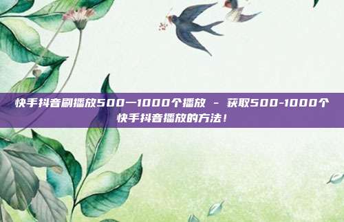 快手抖音刷播放500一1000个播放 - 获取500-1000个快手抖音播放的方法！  第1张
