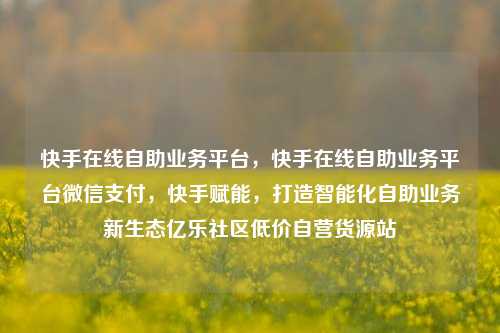 快手在线自助业务平台，快手在线自助业务平台微信支付	，快手赋能，打造智能化自助业务新生态亿乐社区低价自营货源站  第1张