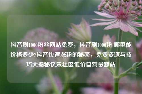 抖音刷1000粉丝网站免费，抖音刷1000粉 哪里能价格多少?抖音快速涨粉的秘密，免费资源与技巧大揭秘亿乐社区低价自营货源站  第1张