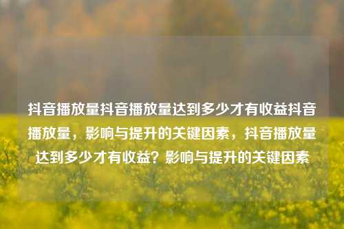 抖音播放量抖音播放量达到多少才有收益抖音播放量	，影响与提升的关键因素，抖音播放量达到多少才有收益？影响与提升的关键因素  第1张