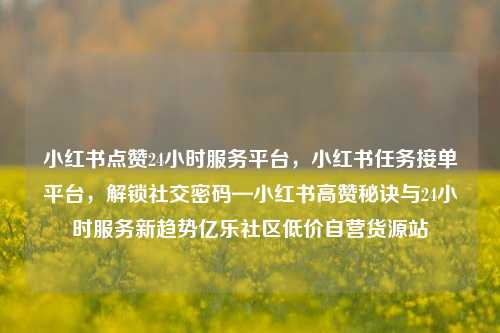 小红书点赞24小时服务平台，小红书任务接单平台	，解锁社交密码—小红书高赞秘诀与24小时服务新趋势亿乐社区低价自营货源站  第1张