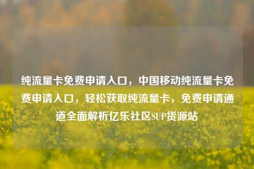 纯流量卡免费申请入口，中国移动纯流量卡免费申请入口，轻松获取纯流量卡	，免费申请通道全面解析亿乐社区SUP货源站  第1张