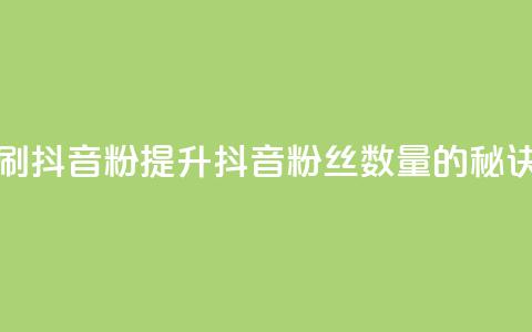 刷抖音粉(提升抖音粉丝数量的秘诀) 第1张 刷抖音粉(提升抖音粉丝数量的秘诀) 第1张