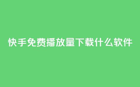 快手免费播放量下载什么软件 - 获取快手视频免费播放量的利器! 第1张 快手免费播放量下载什么软件 - 获取快手视频免费播放量的利器! 第1张