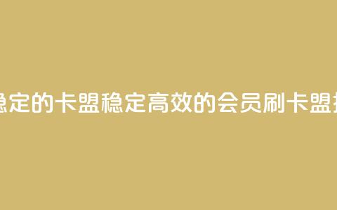 刷会员最稳定的卡盟 - 稳定高效的会员刷卡盟推荐。  第1张