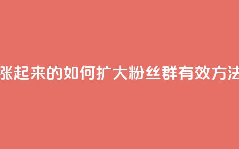 粉丝是怎么涨起来的 - 如何扩大粉丝群：有效方法分享~  第1张