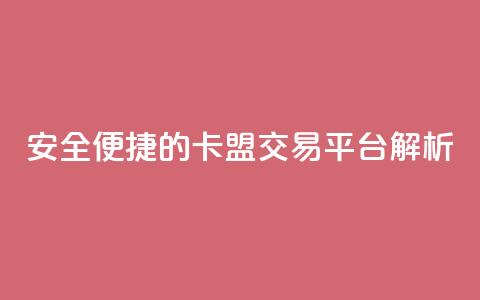 安全便捷的卡盟交易平台解析  第1张