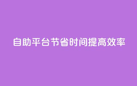 自助平台：节省时间，提高效率  第1张