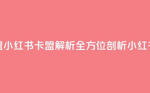 小红书卡盟(小红书卡盟解析全方位剖析小红书卡盟平台) 第1张 小红书卡盟(小红书卡盟解析全方位剖析小红书卡盟平台) 第1张