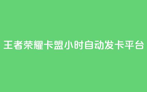 王者荣耀卡盟24小时自动发卡平台 - 王者荣耀自动发卡平台实现24小时无缝服务!  第1张