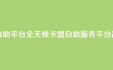 24小时卡盟自助平台 - 全天候卡盟自助服务平台简介~  第1张