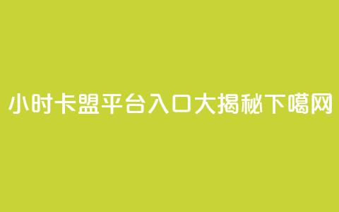 24小时卡盟平台入口大揭秘  第1张
