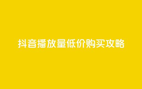 抖音播放量低价购买攻略 第1张 抖音播放量低价购买攻略 第1张