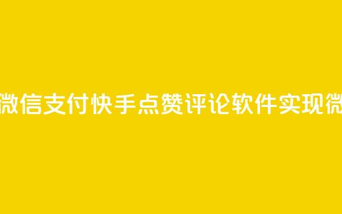 快手点赞评论软件微信支付 -  快手点赞评论软件实现微信支付功能 第1张