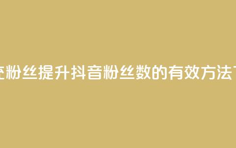 抖音充粉丝(提升抖音粉丝数的有效方法)  第1张