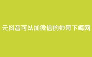 1元100抖音 - 可以加微信的帅哥