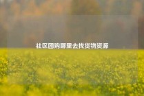 社区团购哪里去找货物资源