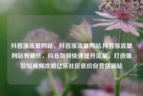 抖音涨流量网站，抖音涨流量网站,抖音涨流量网站有哪些，抖音如何快速提升流量，打造爆款短视频攻略亿乐社区低价自营货源站