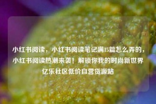 小红书阅读，小红书阅读笔记满15篇怎么弄的，小红书阅读热潮来袭！解锁你我的时尚新世界亿乐社区低价自营货源站
