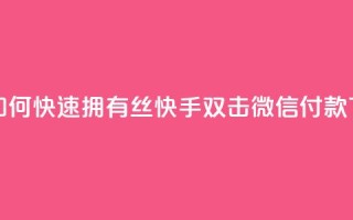 快手如何快速拥有1w丝 - 快手双击微信付款