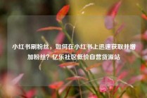 小红书刷粉丝，如何在小红书上迅速获取并增加粉丝？亿乐社区低价自营货源站