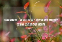 抖音刷粉丝，如何在抖音上高效刷取大量粉丝？亿乐社区低价自营货源站