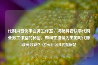 代刷抖音快手业务工作室，揭秘抖音快手代刷业务工作室的秘密，如何在流量为王的时代赚取高收益？亿乐社区SUP货源站