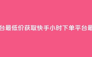 快手24小时下单平台最低价 - 获取快手24小时下单平台最优惠价格!
