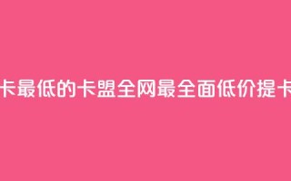全网辅助最全提卡最低的卡盟 - 全网最全面低价提卡卡盟推荐!