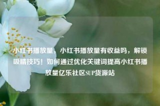 小红书播放量，小红书播放量有收益吗，解锁吸睛技巧！如何通过优化关键词提高小红书播放量亿乐社区SUP货源站