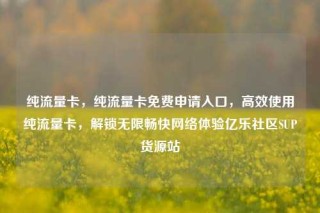 纯流量卡，纯流量卡免费申请入口，高效使用纯流量卡，解锁无限畅快网络体验亿乐社区SUP货源站