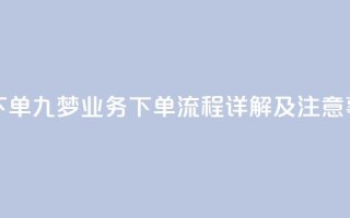 九梦业务下单 - 九梦业务下单流程详解及注意事项~