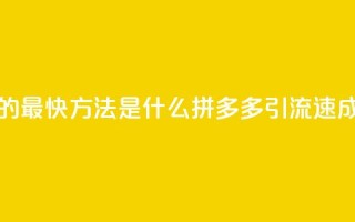 拼多多引流的最快方法是什么 - 拼多多引流速成秘籍！