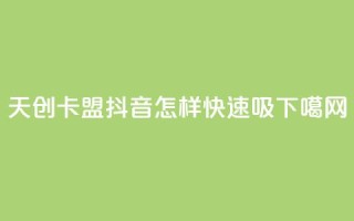 天创卡盟 - 抖音怎样快速吸