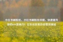 小红书刷粉丝，小红书刷粉丝攻略，快速提升你的KOL影响力！亿乐社区低价自营货源站