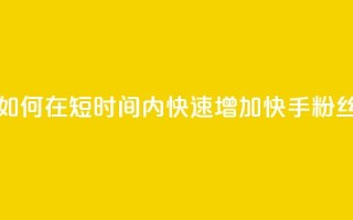 快手粉丝1块 - 如何在短时间内快速增加快手粉丝数量!