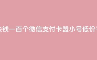快手一块钱一百个微信支付 - 卡盟qq小号低价号