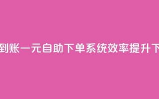 快速到账！一元自助下单系统效率提升