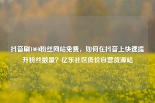 抖音刷1000粉丝网站免费，如何在抖音上快速提升粉丝数量？亿乐社区低价自营货源站