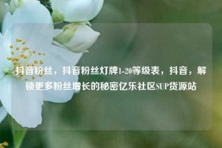 抖音粉丝，抖音粉丝灯牌1-20等级表，抖音，解锁更多粉丝增长的秘密亿乐社区SUP货源站