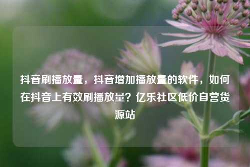 抖音刷播放量，抖音增加播放量的软件，如何在抖音上有效刷播放量？亿乐社区低价自营货源站  第1张